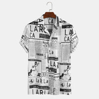 Shirt with Newspaper Print and Button Closure - Milo-Black-S-State of Style