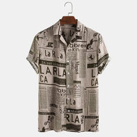 Shirt with Newspaper Print and Button Closure - Milo-Black-S-State of Style