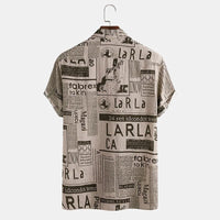 Shirt with Newspaper Print and Button Closure - Milo-Black-S-State of Style