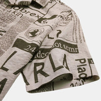 Shirt with Newspaper Print and Button Closure - Milo-Black-S-State of Style