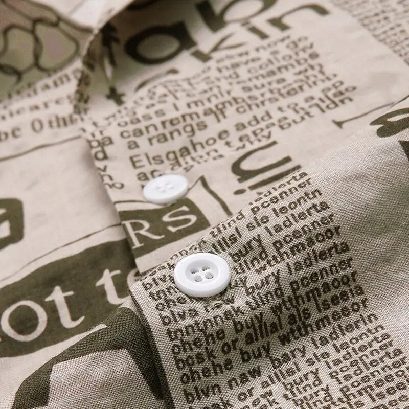 Shirt with Newspaper Print and Button Closure - Milo-Black-S-State of Style