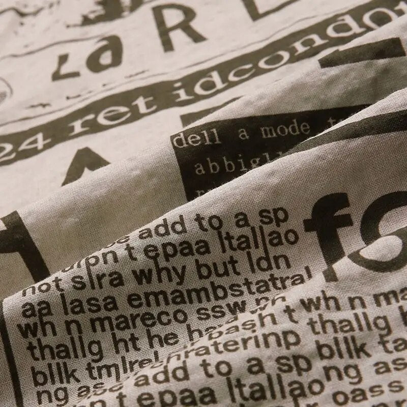 Shirt with Newspaper Print and Button Closure - Milo-Black-S-State of Style