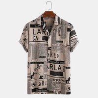 Shirt with Newspaper Print and Button Closure - Milo-Black-S-State of Style