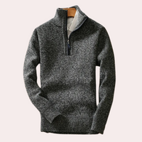Shizley - Men's Sweater with High Neck and Zip Closure-Dark grey-S-State of Style
