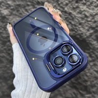 Shockproof Magnetic Phone Case with Glass Lens Guard & Stand – 1+1 FREE-Dark Blue-For iPhone 16Pro Max-State of Style