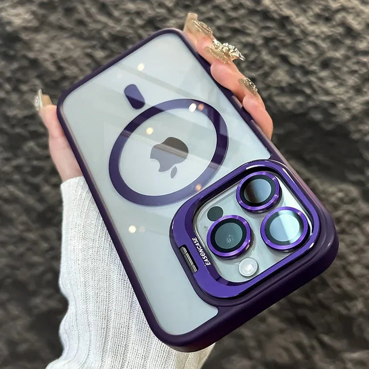 Shockproof Magnetic Phone Case with Glass Lens Guard & Stand – 1+1 FREE-Dark Purple-For iPhone 11Pro Max-State of Style