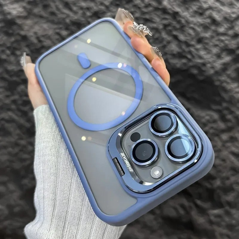 Shockproof Magnetic Phone Case with Glass Lens Guard & Stand