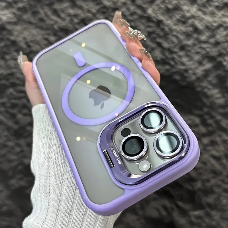 Shockproof Magnetic Phone Case with Glass Lens Guard & Stand – 1+1 FREE-Light purple-For iPhone 11Pro Max-State of Style