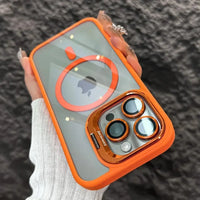 Shockproof Magnetic Phone Case with Glass Lens Guard & Stand – 1+1 FREE-Orange-For iPhone 11Pro Max-State of Style