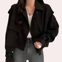 Short Ladies' Coat with a Modern Look - Sienna-Black-State of Style