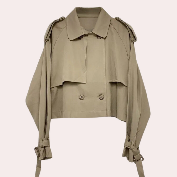 Short Ladies' Coat with a Modern Look - Sienna-Khaki-State of Style