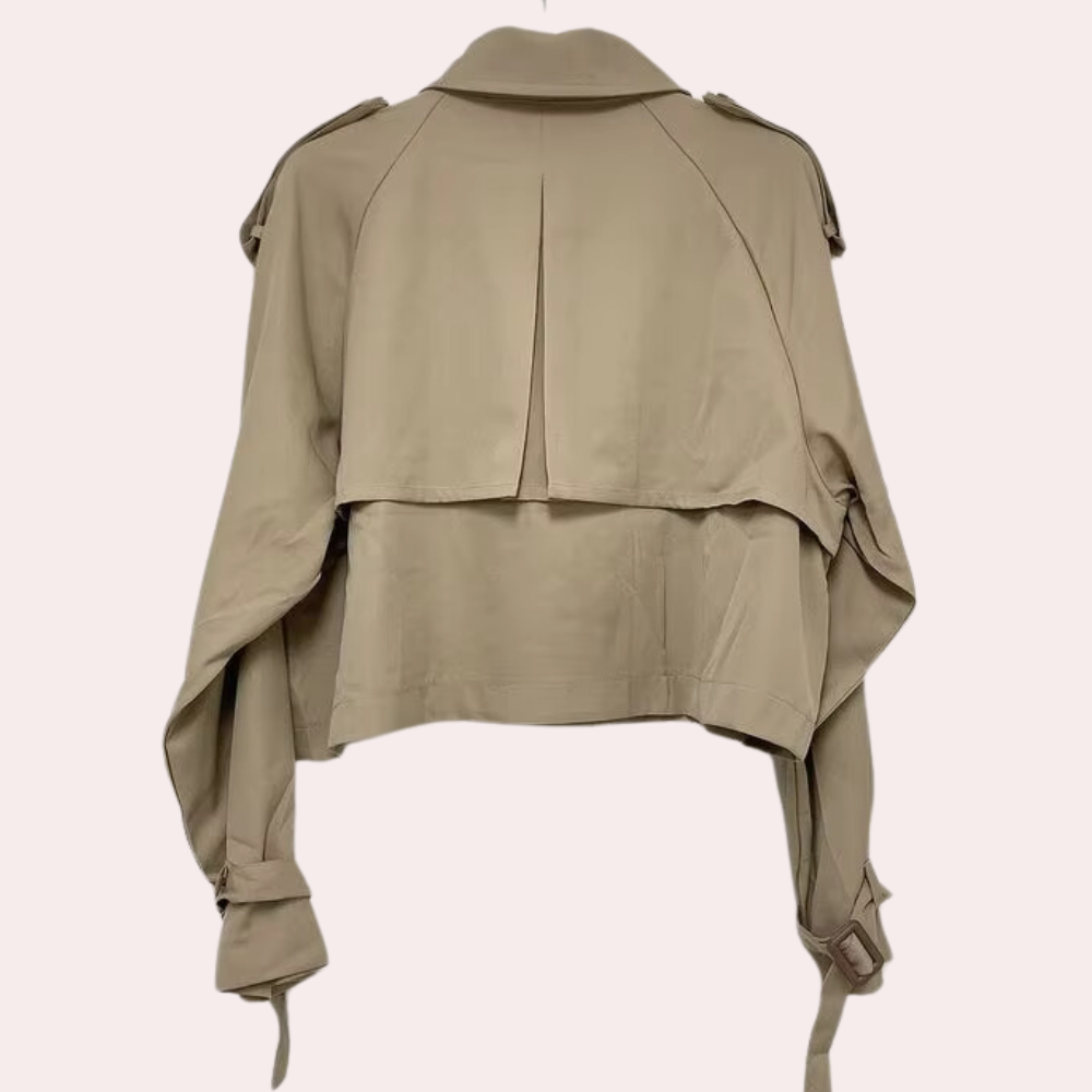 Short Ladies' Coat with a Modern Look - Sienna-Khaki-State of Style