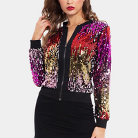 Short Ladies' Coat with Shiny Sequins - Livia-XS-State of Style