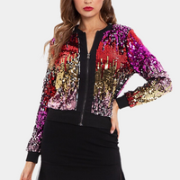 Short Ladies' Coat with Shiny Sequins - Livia-XS-State of Style