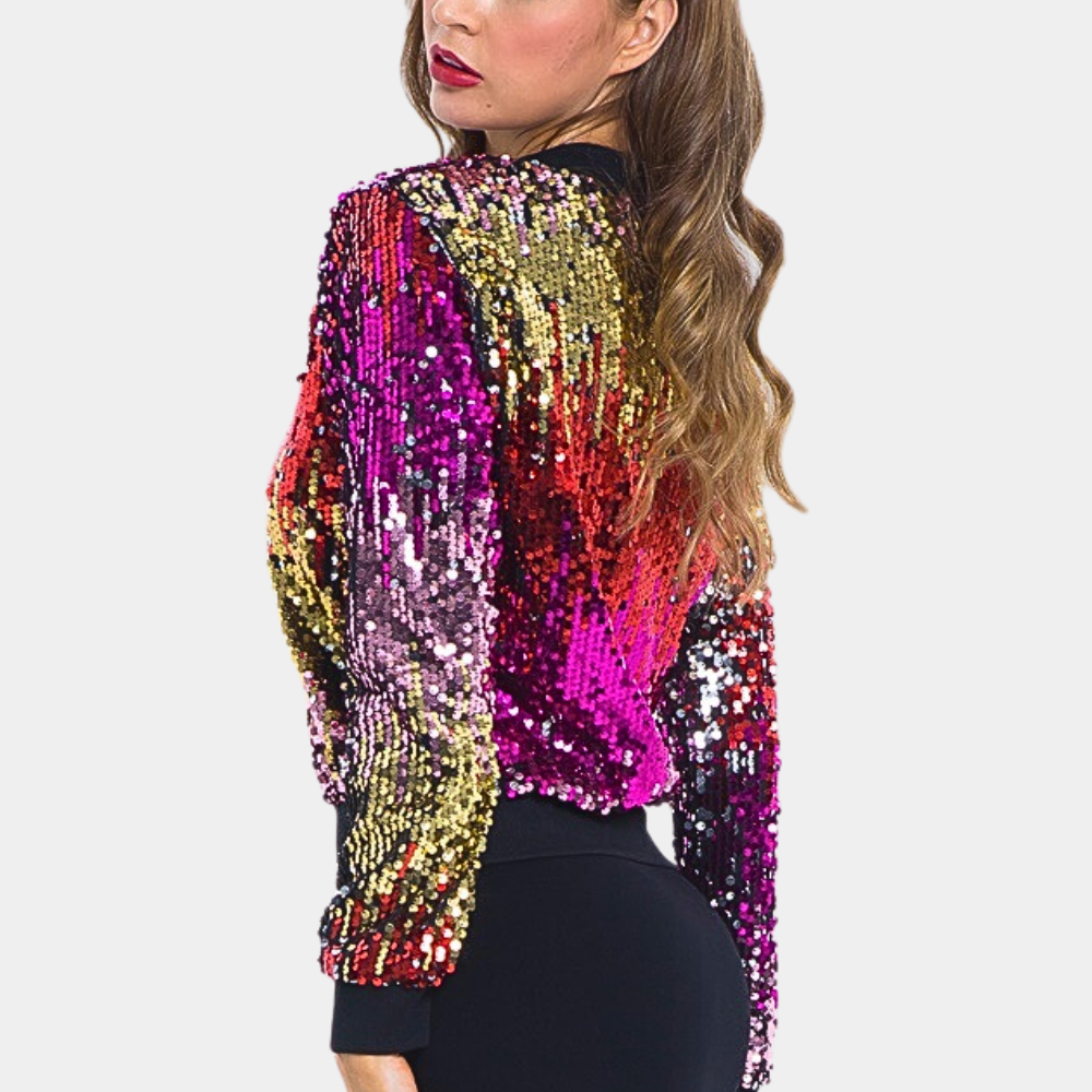 Short Ladies' Coat with Shiny Sequins - Livia-XS-State of Style