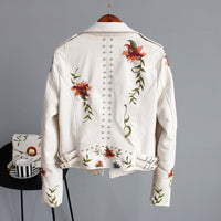 Short ladies' jacket made of faux leather with zip - Rona-White-S-State of Style