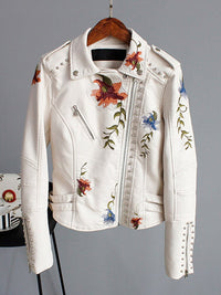 Short ladies' jacket made of faux leather with zip - Rona-White-S-State of Style