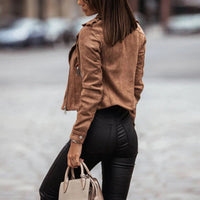 Short Leather Ladies Jacket with Zip - Noa-Black-S-State of Style