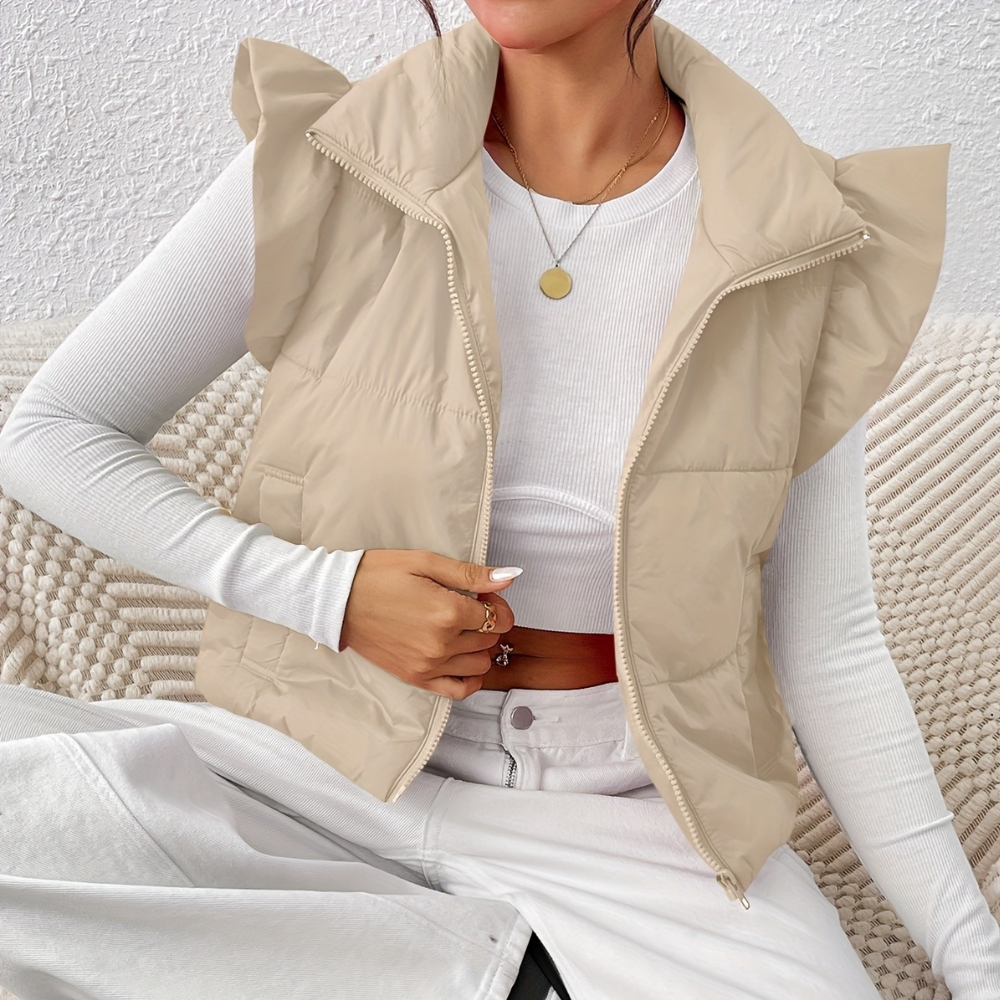 Short Padded Women's Gilet - Romy-Khaki-XS-State of Style