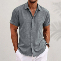 Short-sleeved cotton-linen shirt for men – Oscar-Gray-XS-State of Style