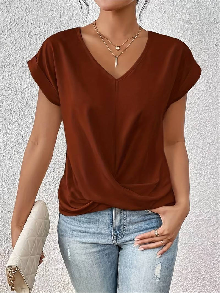 Short-Sleeved Women's T-Shirt – Romy-S-Red-State of Style