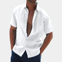 Short Sleeves Linen Men's Shirt - Dax-White-S-State of Style