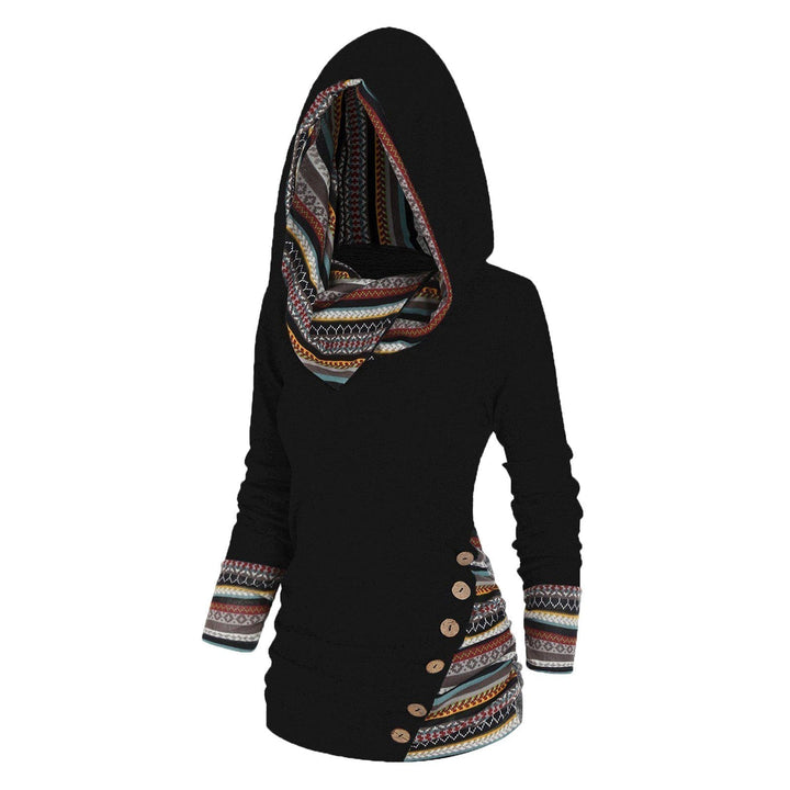 Autumn Ladies' Hooded Sweater with Tribal Pattern – Tavira