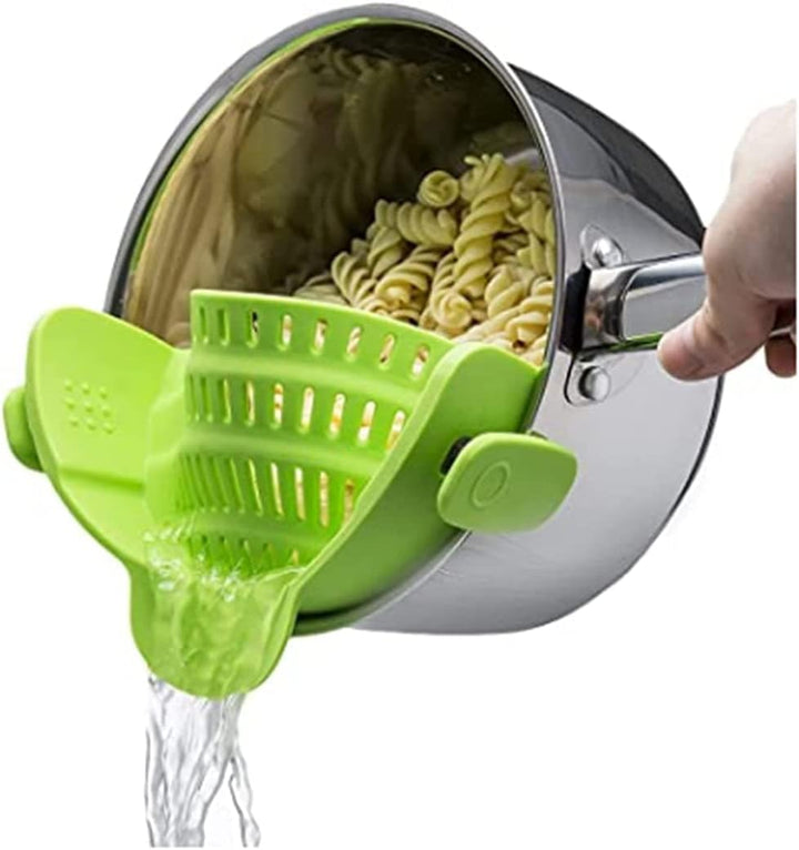 Silicone Clip-On Strainer – Heat-Resistant Colander for Pasta & Vegetables-Green-State of Style