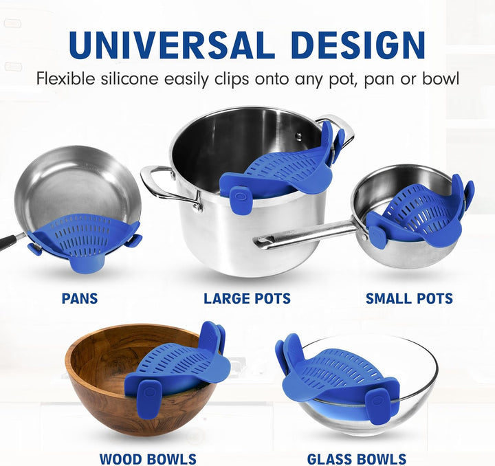 Silicone Clip-On Strainer – Heat-Resistant Colander for Pasta & Vegetables-Grey-State of Style