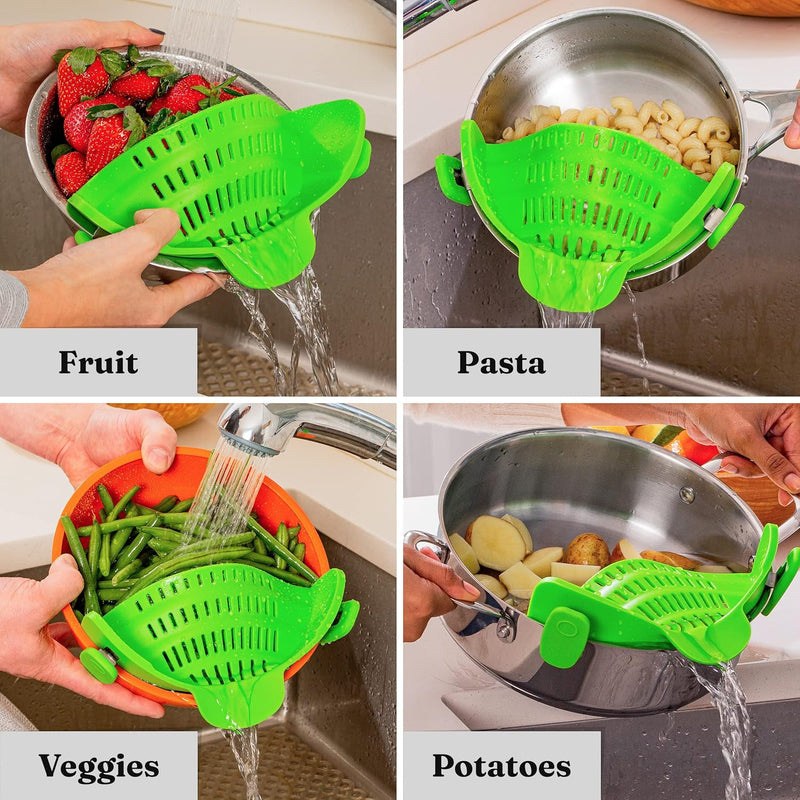 Silicone Clip-On Strainer – Heat-Resistant Colander for Pasta & Vegetables-Grey-State of Style