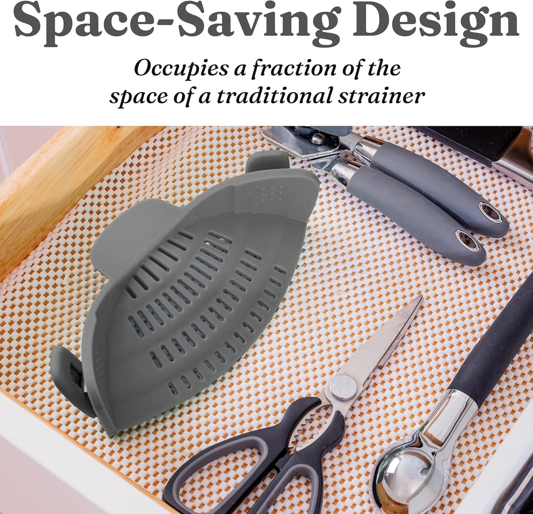 Silicone Clip-On Strainer – Heat-Resistant Colander for Pasta & Vegetables-Grey-State of Style