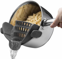 Silicone Clip-On Strainer – Heat-Resistant Colander for Pasta & Vegetables-Grey-State of Style