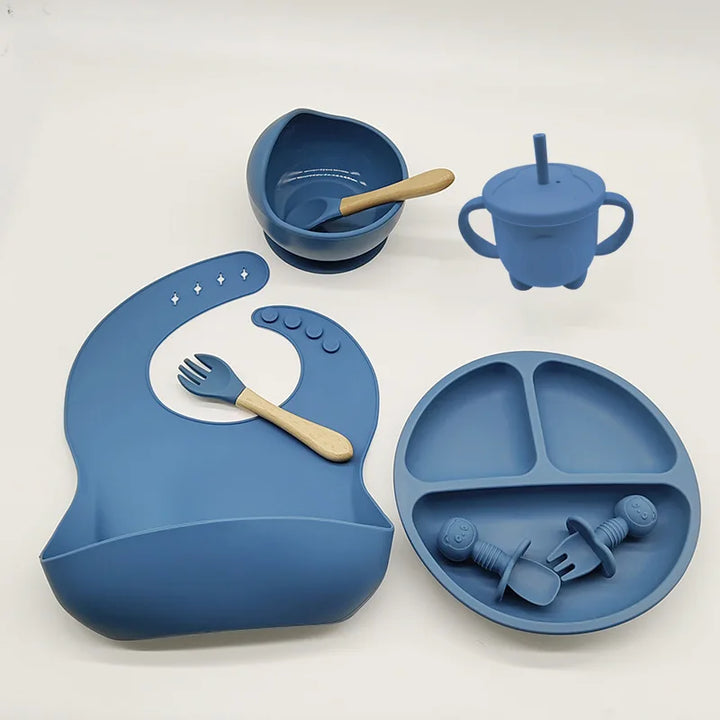 Silicone Feeding Set for Babies - TinyBites-Dark Blue-State of Style