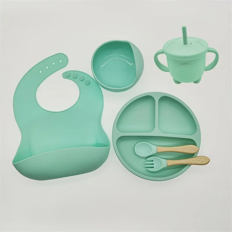 Silicone Feeding Set for Babies - TinyBites-Mint Green-State of Style