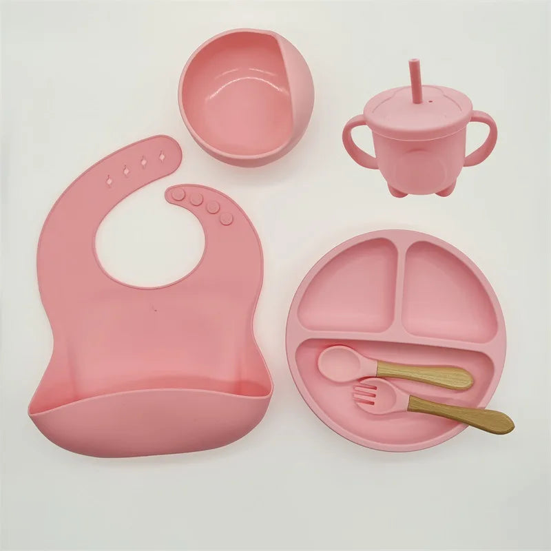 Silicone Feeding Set for Babies - TinyBites-Pink-State of Style