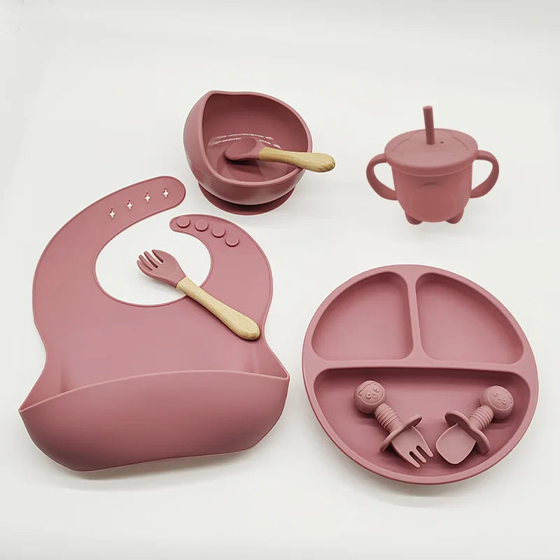 Silicone Feeding Set for Babies - TinyBites-Pink-State of Style