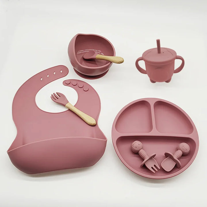 Silicone Feeding Set for Babies - TinyBites-Pink-State of Style