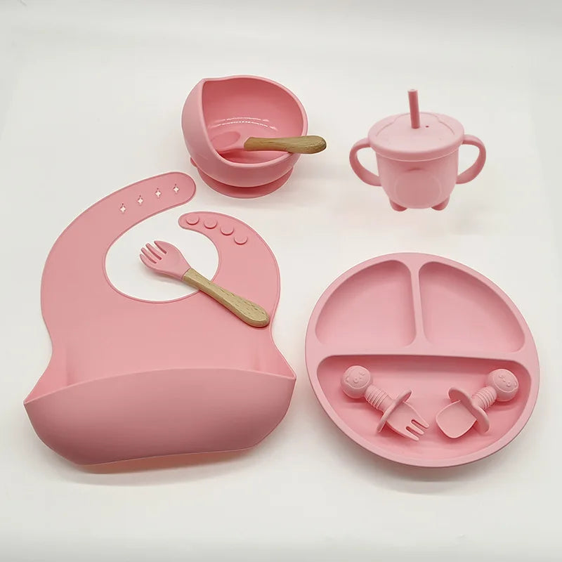 Silicone Feeding Set for Babies - TinyBites-Pink-State of Style
