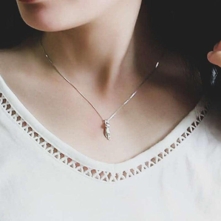 Silver Cat Pendant Necklace | 925 Sterling Silver Necklace-State of Style