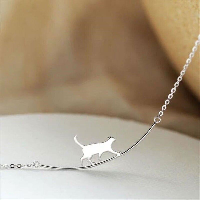 Silver Climbing Cat Necklace - Felina-State of Style