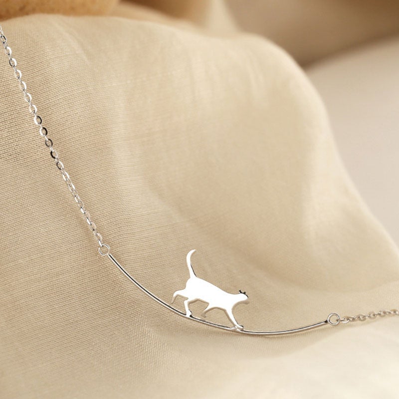 Silver Climbing Cat Necklace - Felina-State of Style