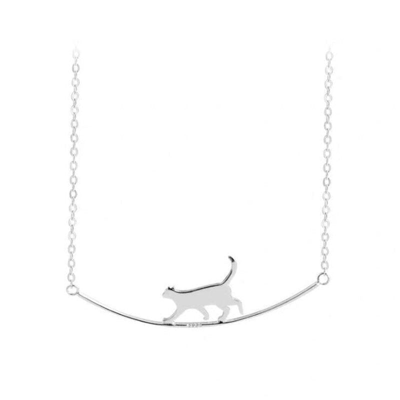 Silver Climbing Cat Necklace - Felina-State of Style