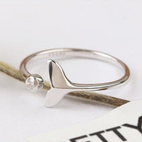 Silver Dolphin Tail Ring with Adjustable Zirconia - Marinel-State of Style