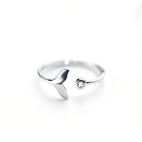 Silver Dolphin Tail Ring with Adjustable Zirconia - Marinel-State of Style
