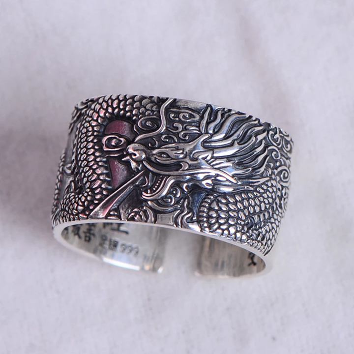 Silver Dragon Sutra Ring | Unique Statement Jewellery-State of Style