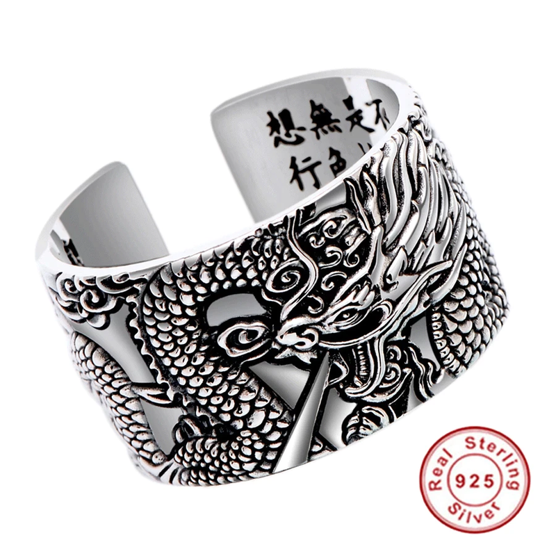 Silver Dragon Sutra Ring | Unique Statement Jewellery-State of Style