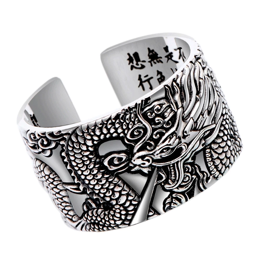 Silver Dragon Sutra Ring | Unique Statement Jewellery-State of Style
