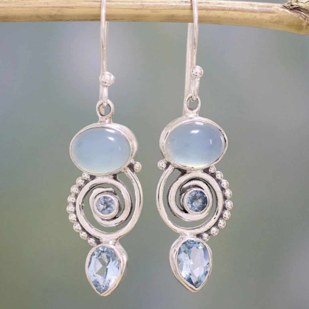 Silver Earrings with Moonstone - Aurorae-State of Style