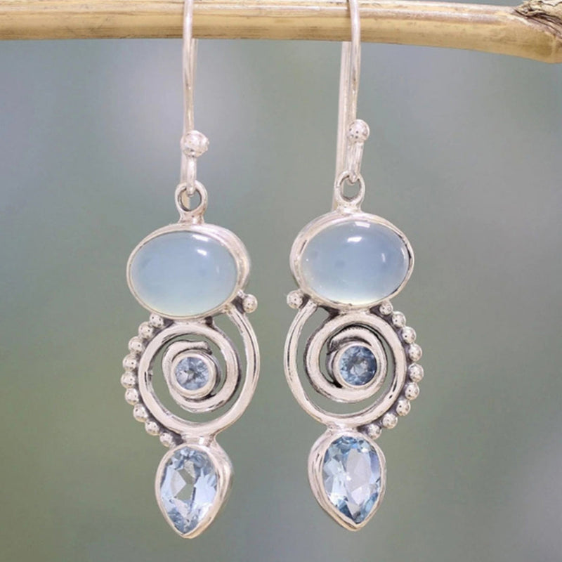 Silver Earrings with Moonstone - Aurorae-State of Style