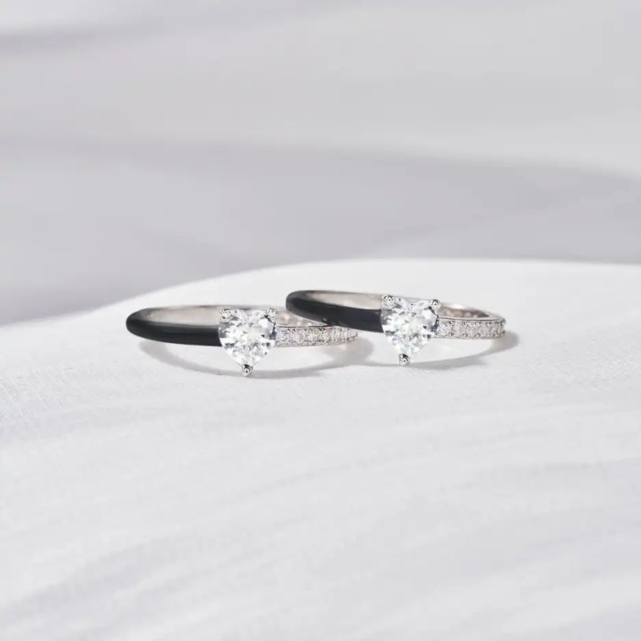 Silver Enamel Ring | Choose Peace Design-Black-State of Style